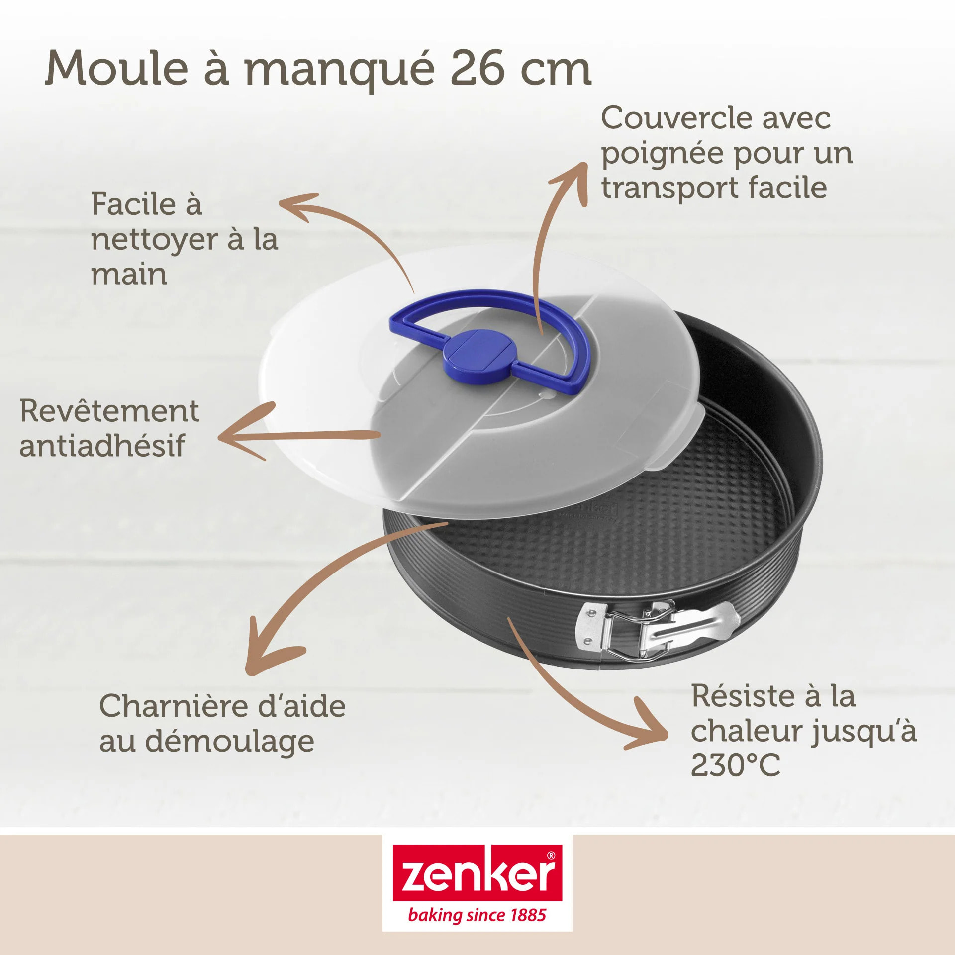 Set pâtisserie avec moule à manqué 26 cm, 2 bols à mixer, verre mesureur et spatule Zenker