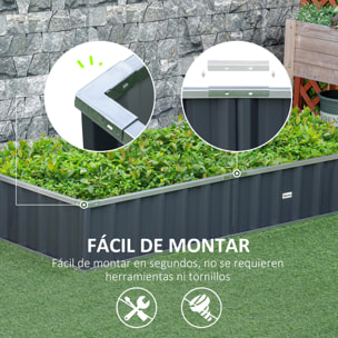 Arriate de Jardín de Acero 174x90x30 cm Incluye Guantes Huerto Urbano Jardinera Macetero Rectangular para Cultivos Plantas Flores para Terraza Balcón Exterior Gris