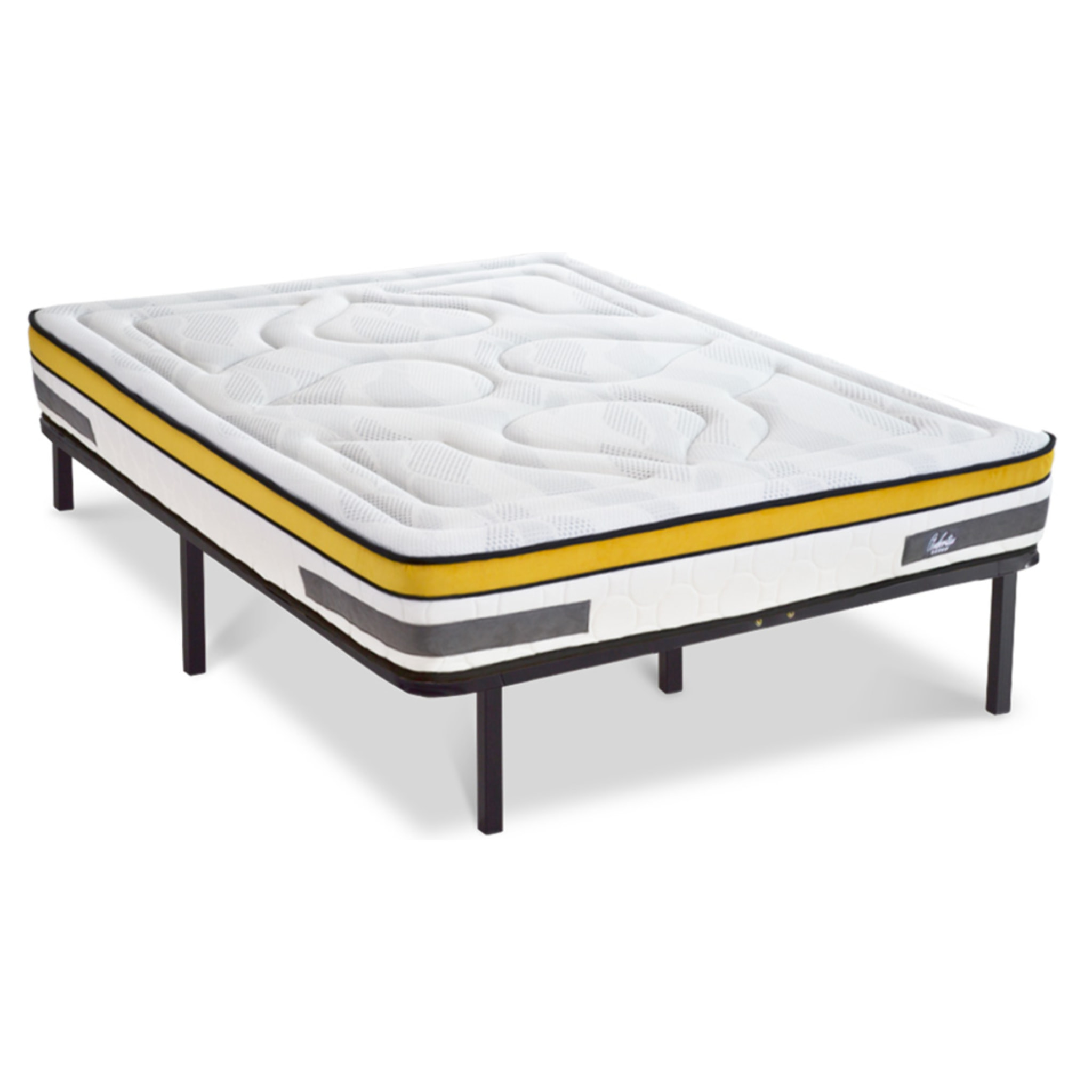 Ensemble Matelas Ressorts ensachés Aubertin + sommier cadre métal - 1 Place