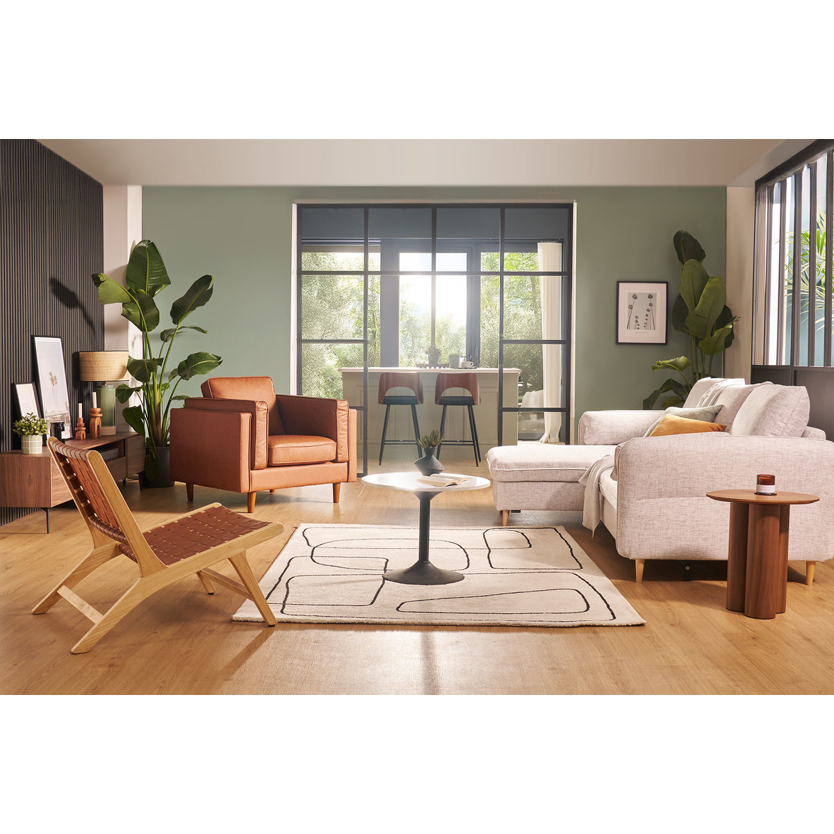 Fauteuil vintage cuir marron BRADLEY