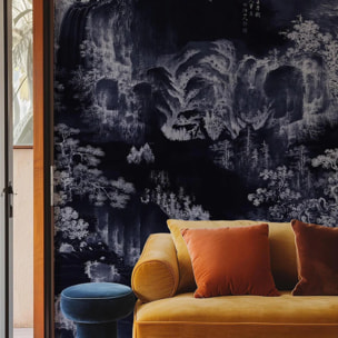 Carta da Parati Murale Asiatica Blu Notte