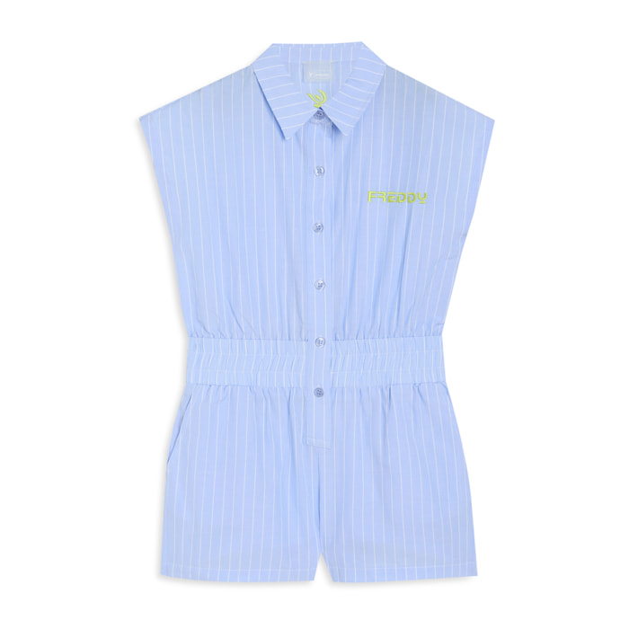 Tuta jumpsuit a righe con elastico in vita