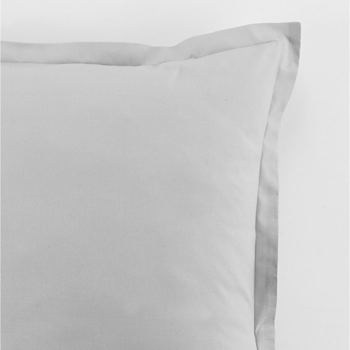 Paire De Taie D'oreiller 100%coton 57fils Gris Clair