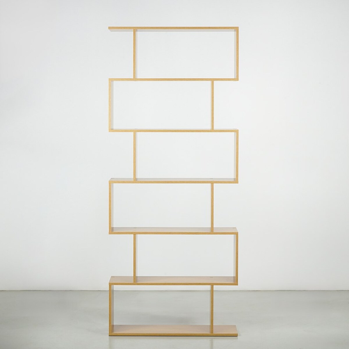 Libreria zig zag a 6 vani in rovere naturale 80x192 cm