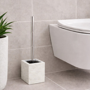 Brosse Wc avec support MDF & Acier Inox WAVE Beige MSV