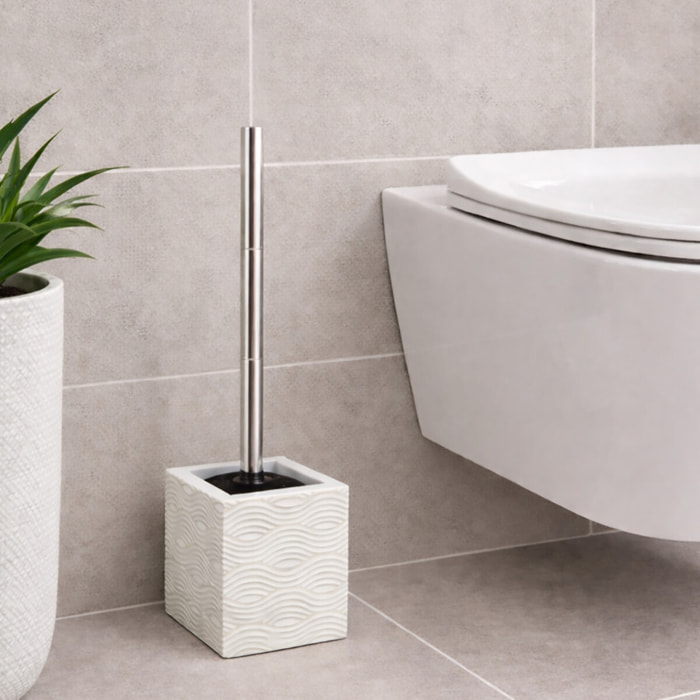 Brosse Wc avec support MDF & Acier Inox WAVE Beige MSV