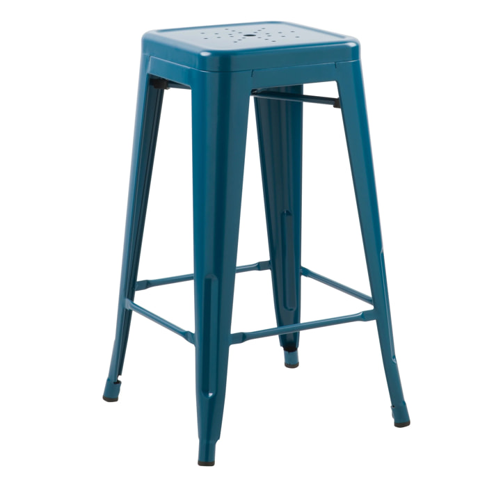 Lot de 2 tabourets pour îlot central 66 cm en métal bleu mat - Indus