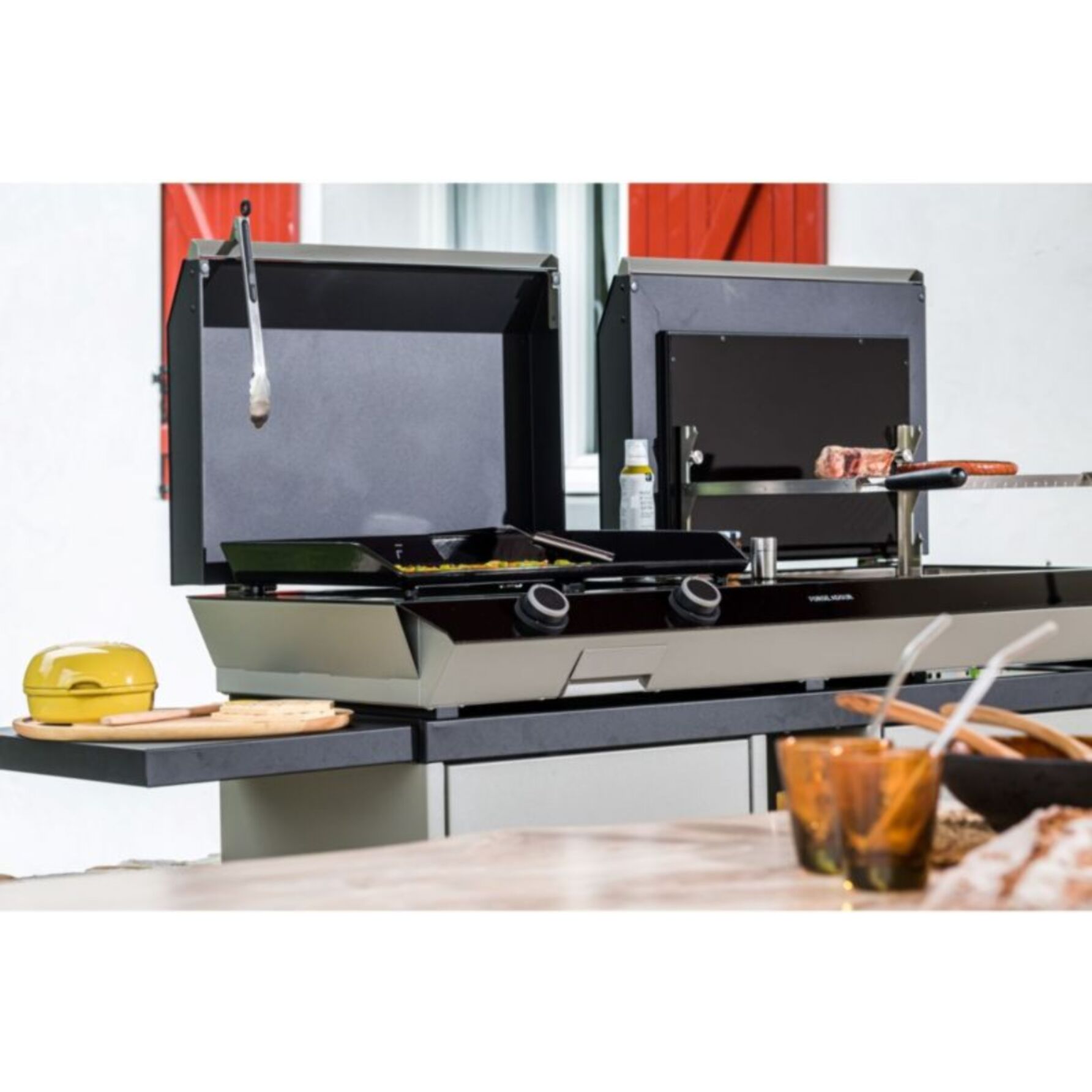 Chariot Plancha FORGE ADOUR Combi G NG 2 tablettes rabattables 2portes coulissantes