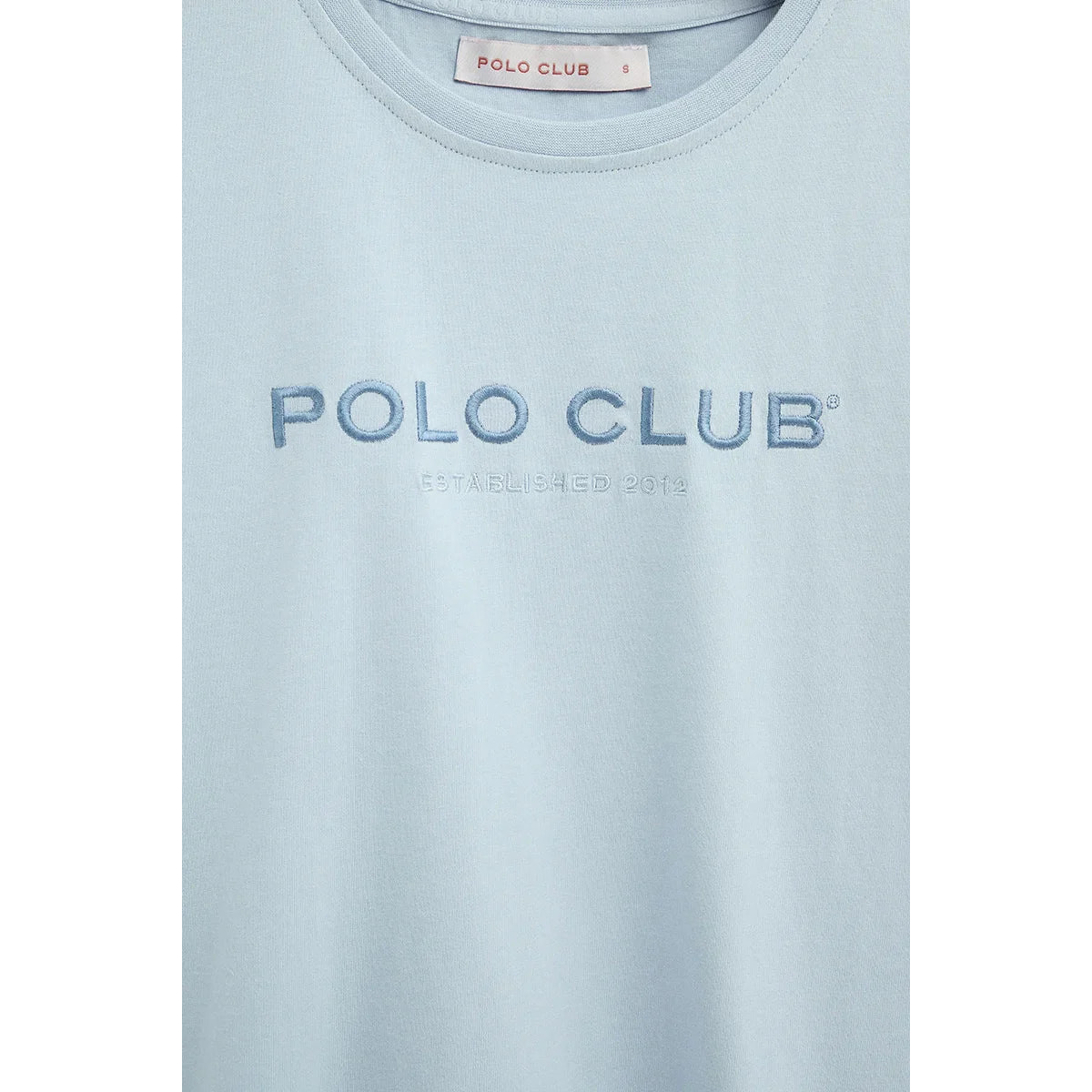 Camiseta azul claro de corte slim con bordado Established 2012 Polo Club