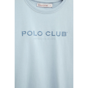 Camiseta azul claro de corte slim con bordado Established 2012 Polo Club