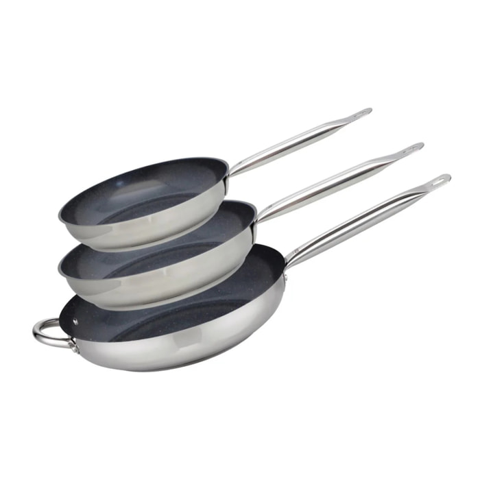 Set de 3 Poêles 24, 28 et 32 cm céramique sans PFAS Profi Therm Platinum Elo
