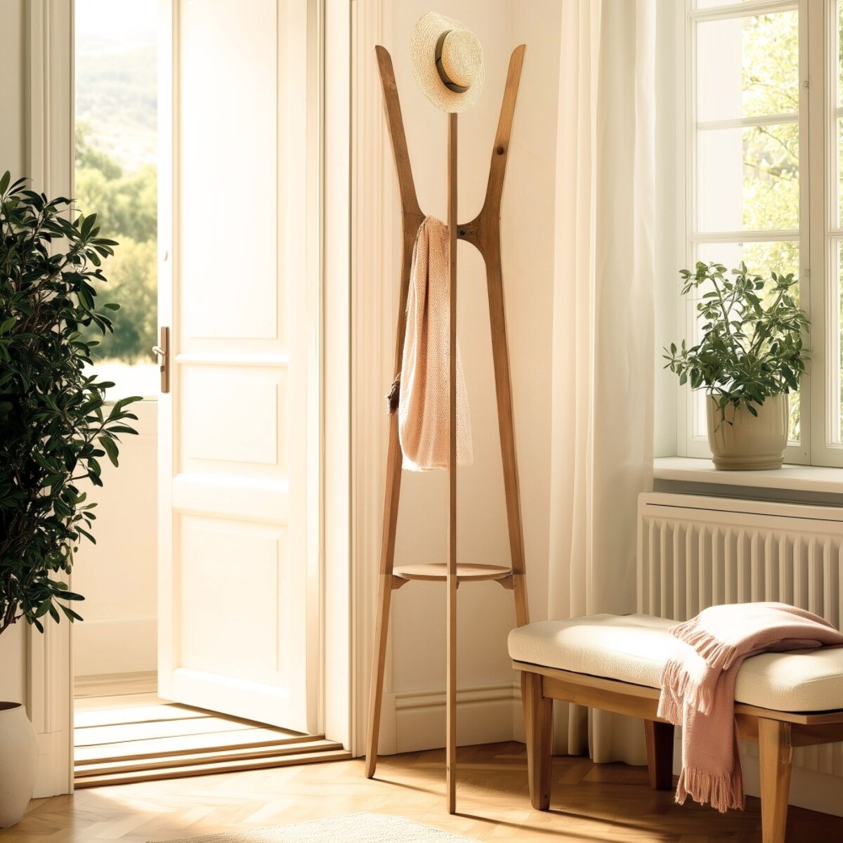SIXTINE - Porte-manteau en bois de teck recyclé