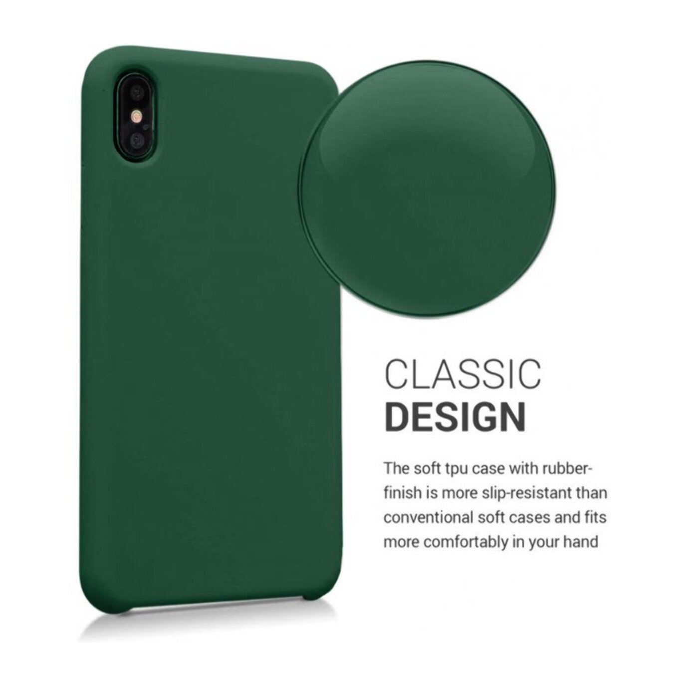 Coque iPhone X/XS Silicone liquide Vert Foret + 2 Vitres en Verre trempé Protection écran Antichocs