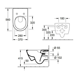 Pack wc suspendu sans bride Subway 2.0 + abattant + plaque chromée + bâti Grohe