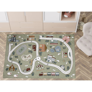 TAPPETO CAMERETTA DIS.PISTA AZZURRO TOPAZIO 115X175 CM CON ANTISCIVOLO MADE IN ITALY