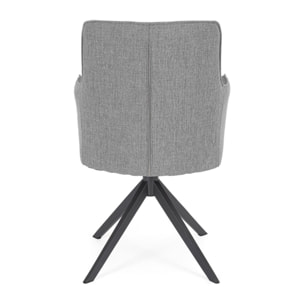 Set di sedie girevoli GOUVEIA in alluminio antracite e tessuto grigio, con braccioli