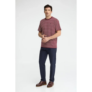 Maglietta a righe granata ed ecrù dal fit ampio con logo Rigby Go