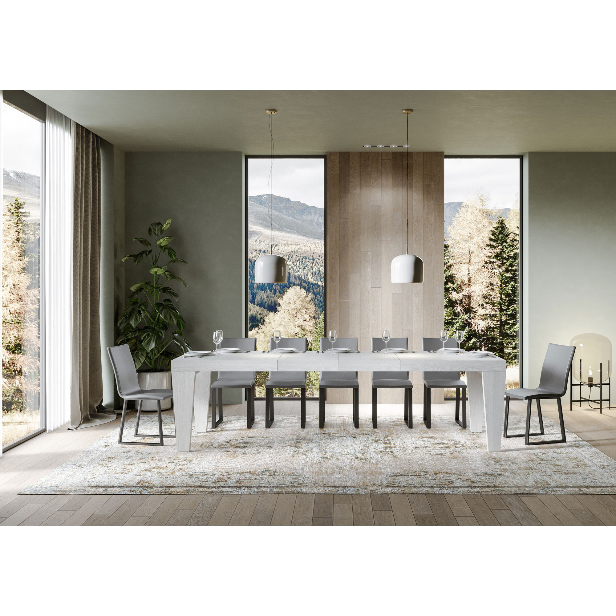 Mesa extensible 90x160/264 cm Spimbo Premium Fresno Blanco