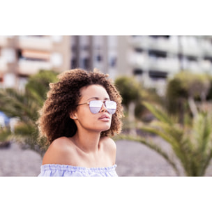 Gafas de sol OCEAN LONG BEACH - Nueva / De pc con montura dorada mate y lente plana revo rosa real