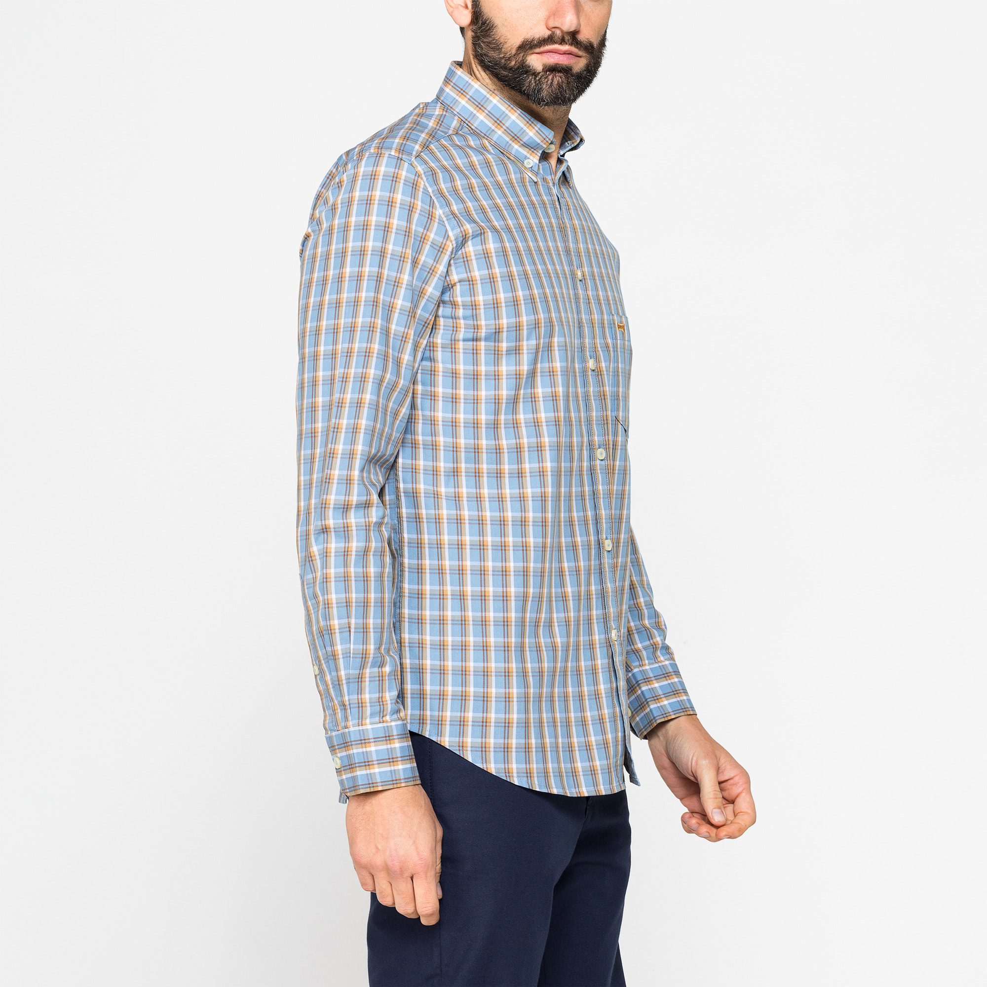CAMICIA BUTTON-DOWN CON MANICA LUNGA E TASCHINO