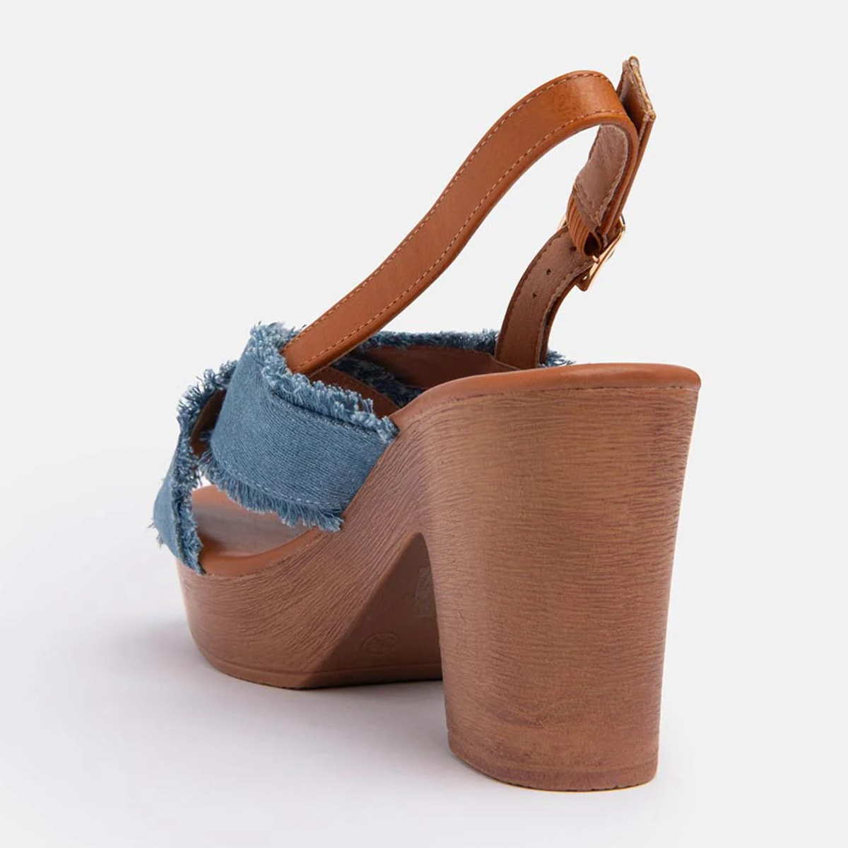 Zoccolo con fascia in jeans incrociata - AZZURRO