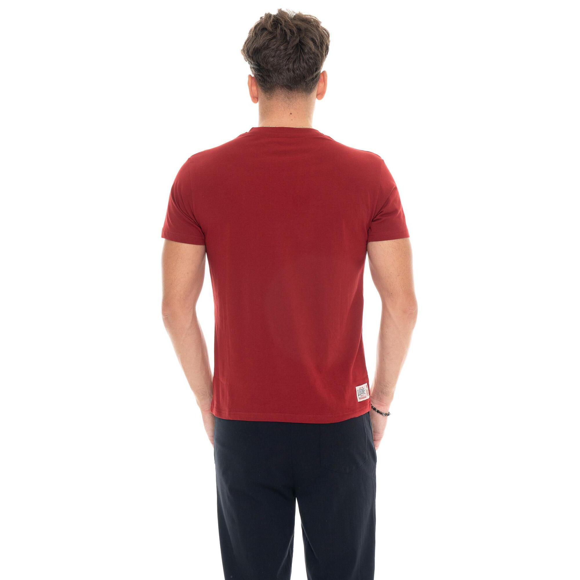 Camiseta básica de algodón elástico de manga corta con logo Leone 1947