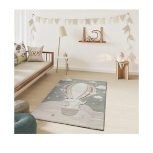 CLOWN Alfombra infantil con animales en globo, 120x170 cm