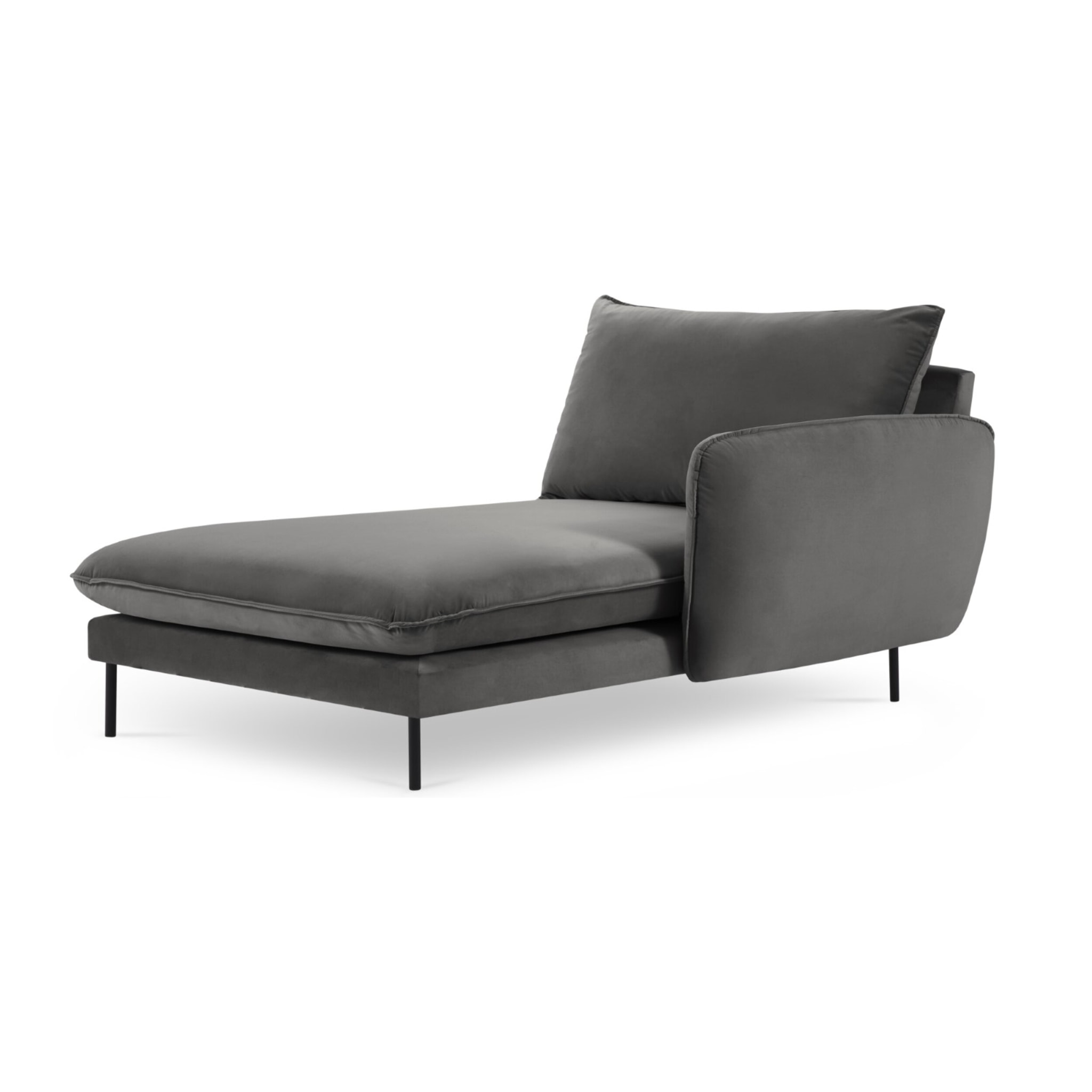 Méridienne droite "Vienna" en velours gris