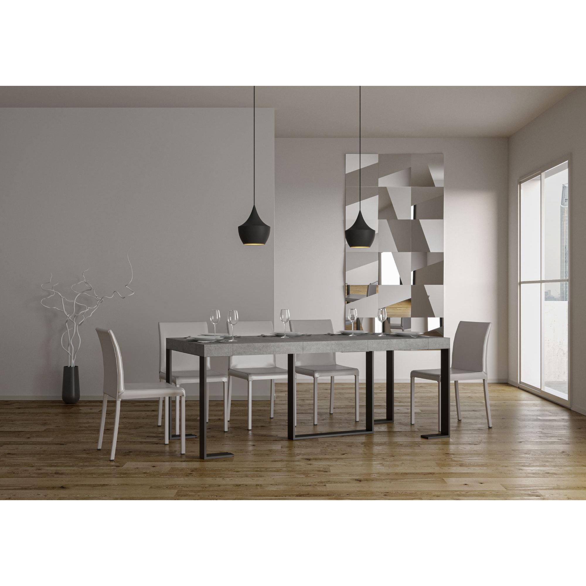 Consola extensible 90x40/196 cm Futura Small Premium Cemento estructura Antracita