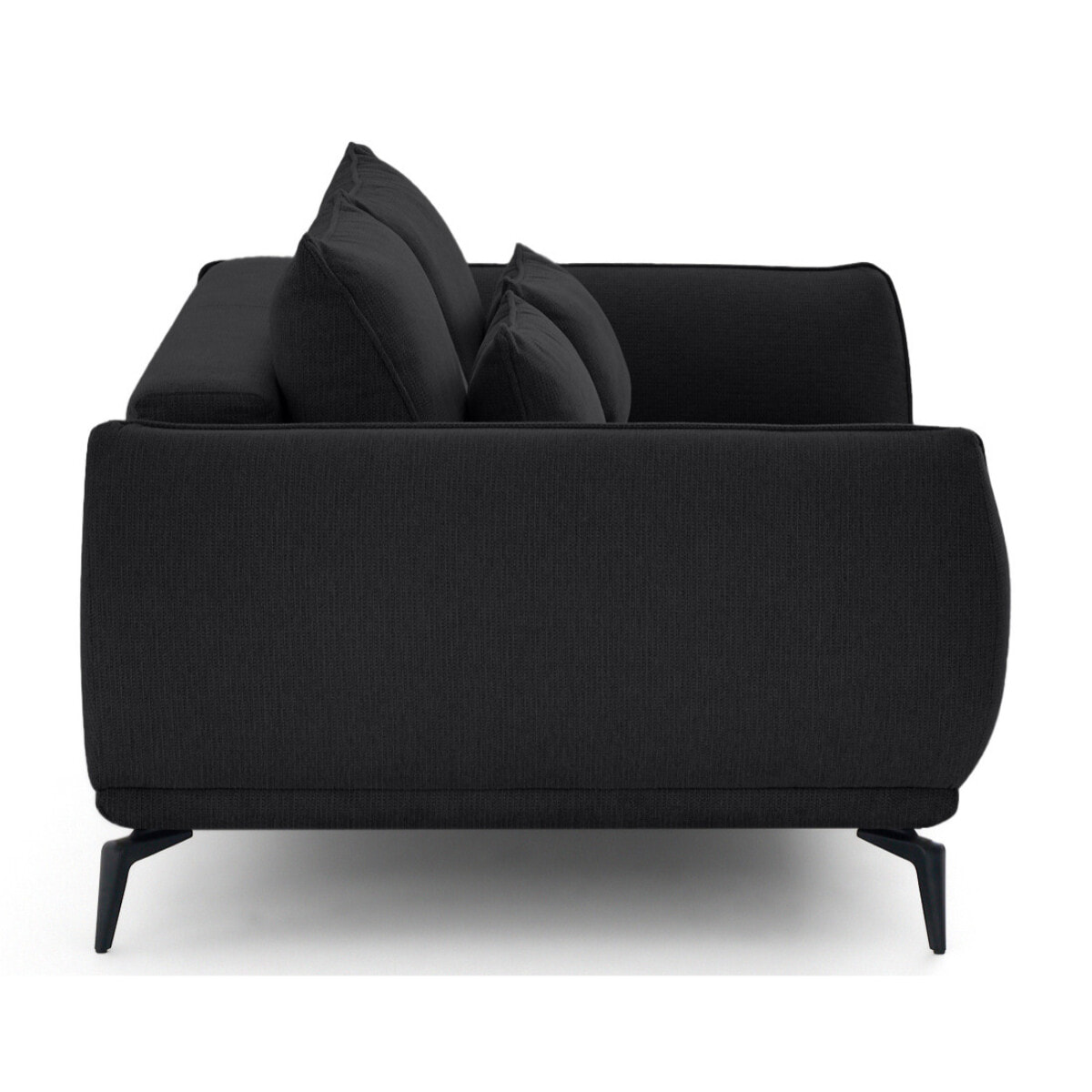 Arica - canapé droit 2 places en tissu texturé - Noir