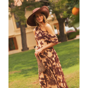 Vestido midi asimétrico estampado