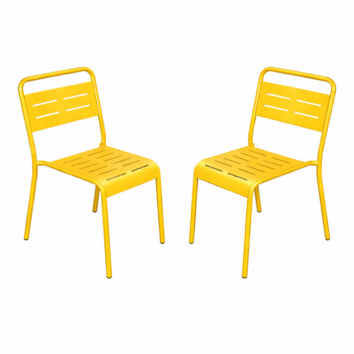 Lot de 2 chaises de jardin empilables jaunes EVORA
