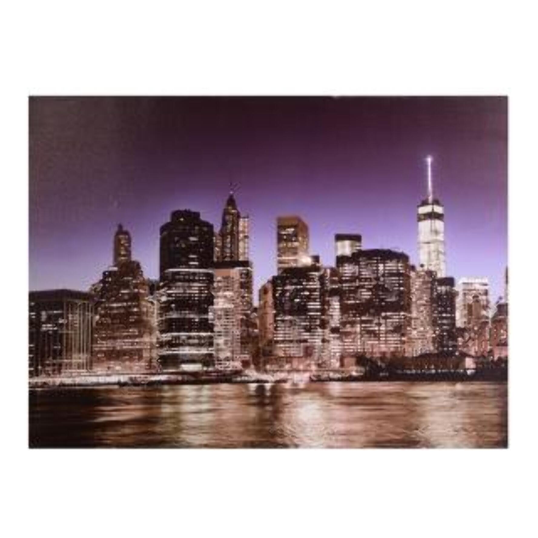 Quadro stampa con bluetooth città notte cm80x60x4