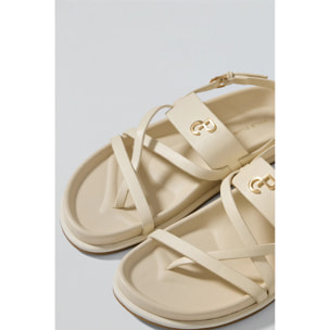 Sandali Allegra beige con cinturino in stile bio con dettagli metallici