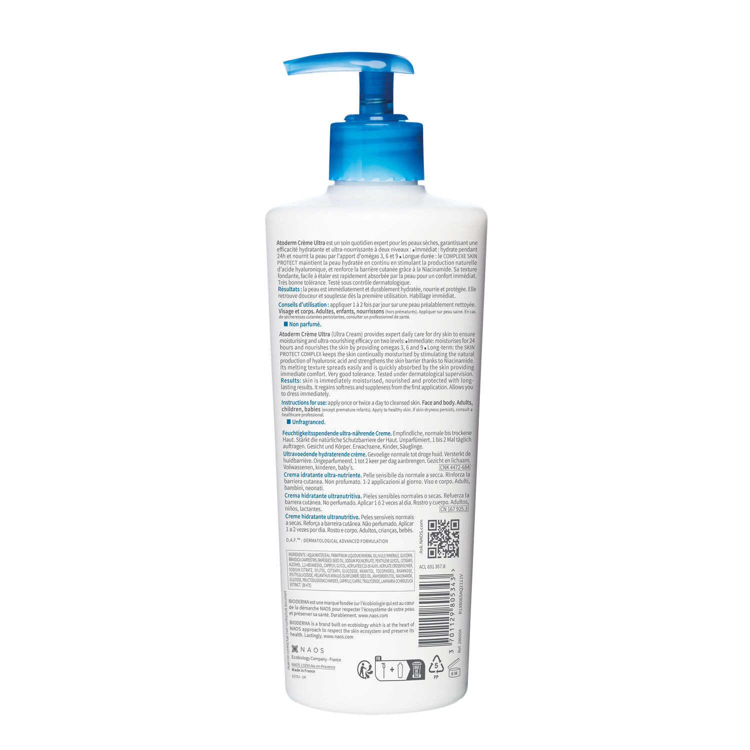 Atoderm Crème Ultra - Lot Crème Hydratante Ultra-Nourrissante 2x500 ml