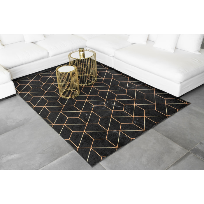 Stampa - tapis de salon lavable à motif, noir