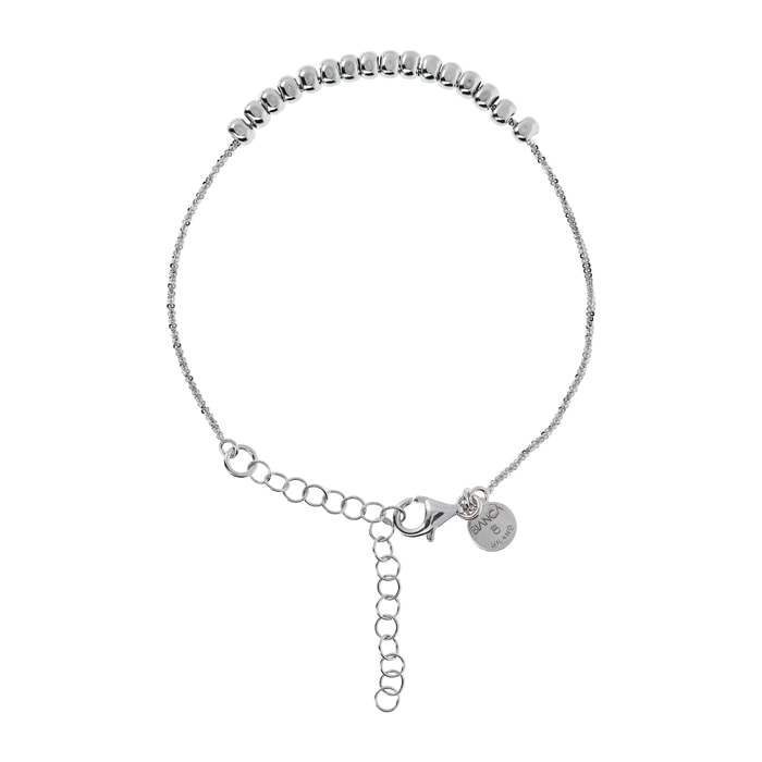 Bracciale con Catena Margherita Diamantata e Rondelle in Argento 925 placcato Platino