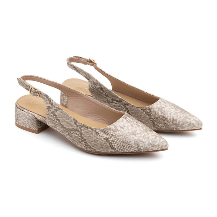 Slingback daily-chic pitonata - BEIGE