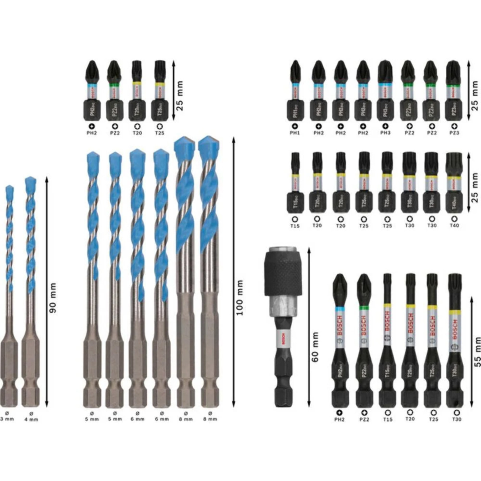 Embouts de vissage PRO impact et SET de forets multi-construction, 35 pcs. - BOSCH - 2608522518