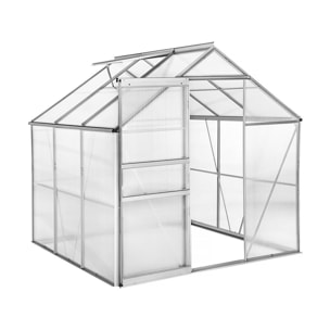 Serre jardin polycarbonate 190 x 190 x 195 cm "Basilic" - 3,61 m² - Gris