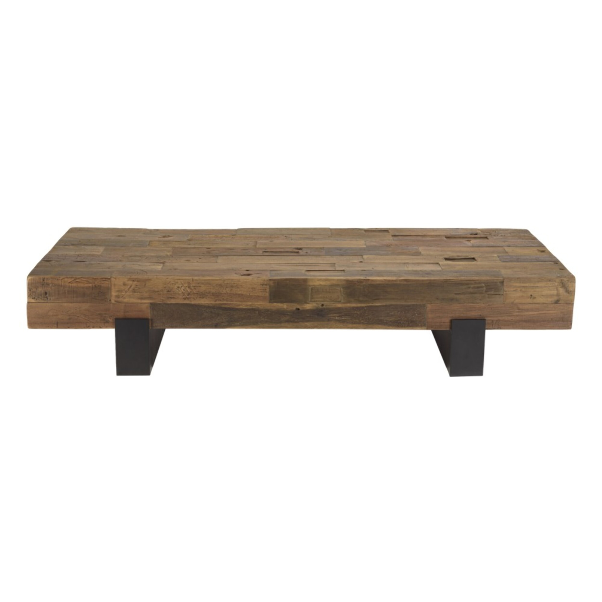 MATHIS - Table basse marron rectangulaire poutres bois massif