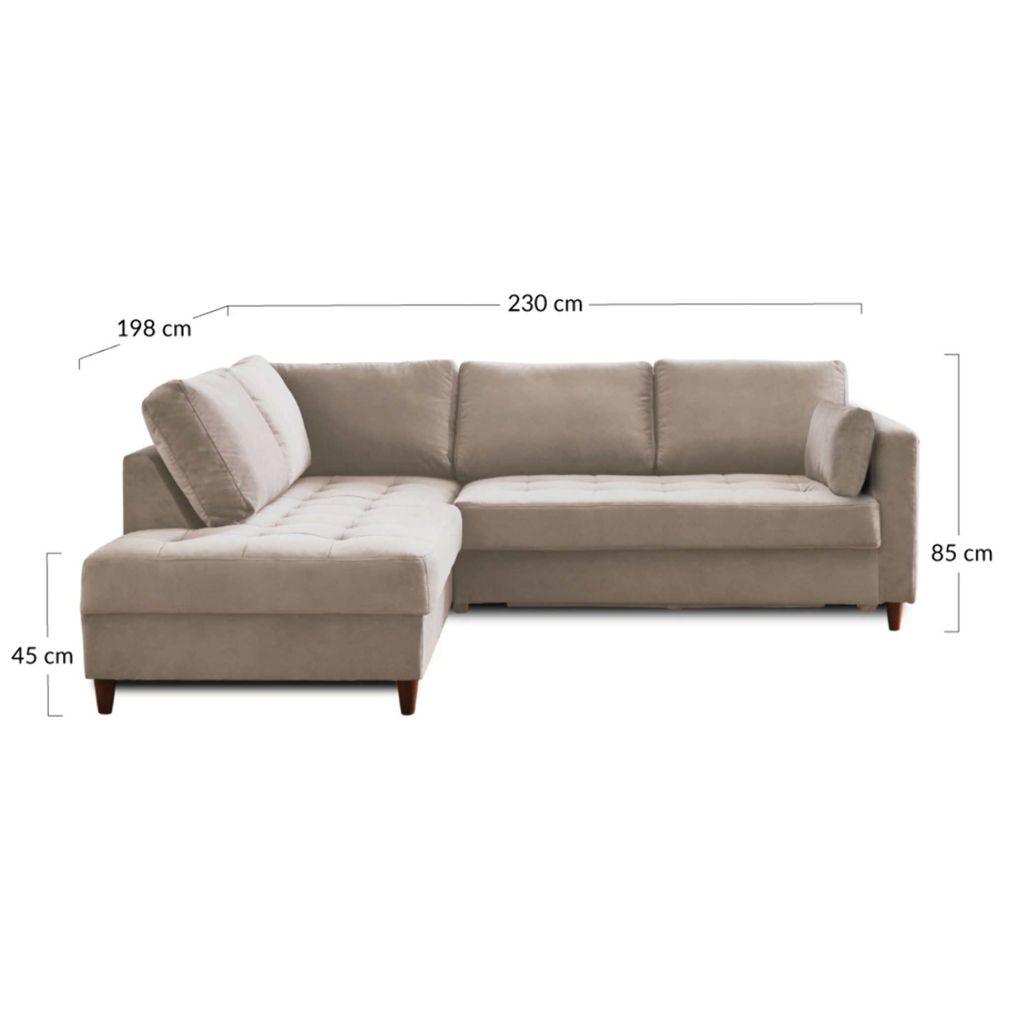 Anna - canapé d'angle gauche - 5 places - convertible - en velours - Gris foncé