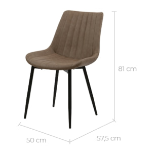 Lot de 2 chaises en cuir synthétique taupe et métal noir - Killi