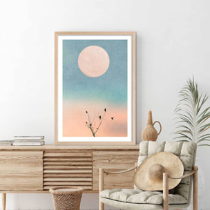 Affiche paysage Douceur de vivre Affiche + cadre en bois - Chêne