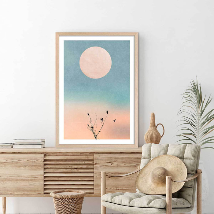 Affiche paysage Douceur de vivre Affiche + cadre en bois - Chêne