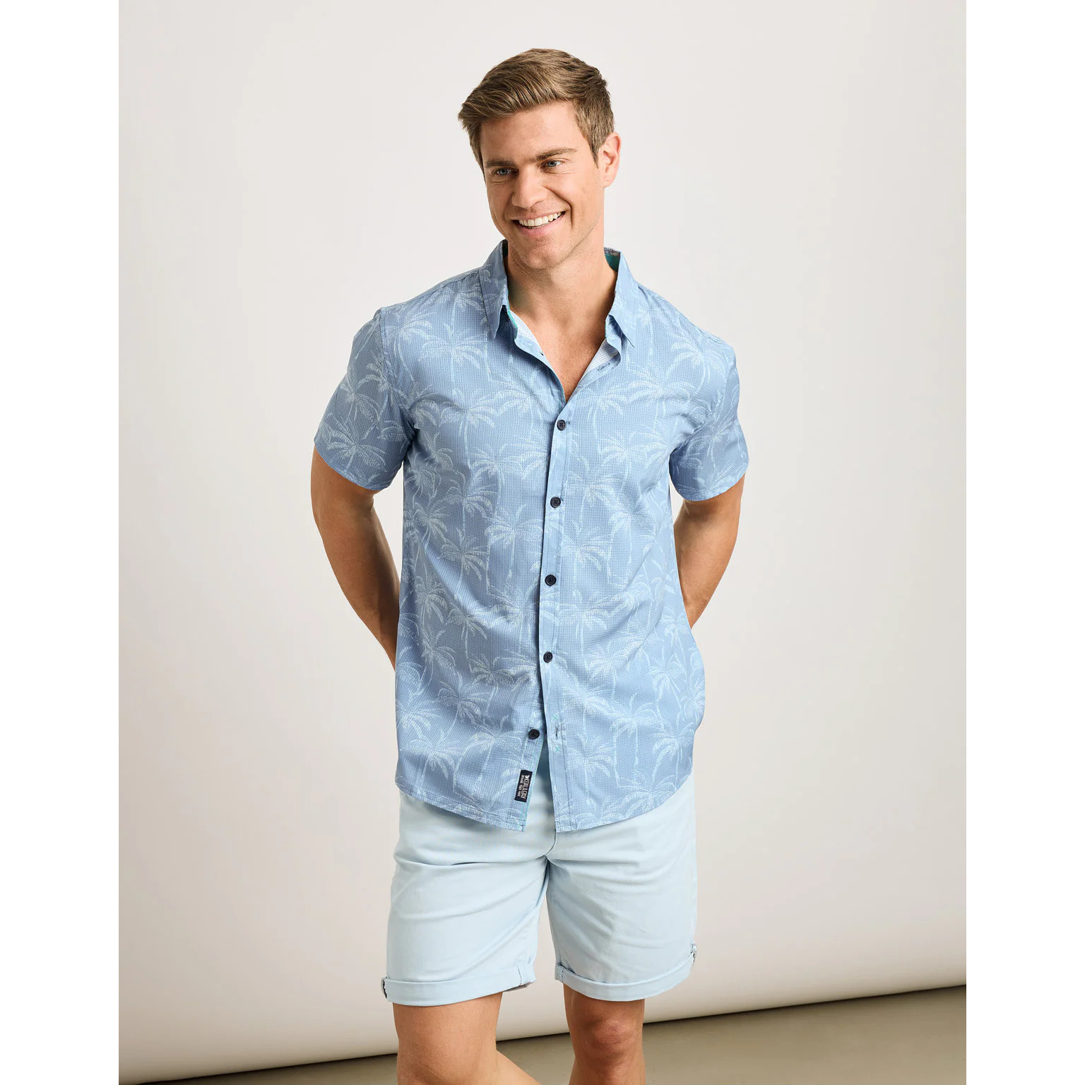 Camisa Manga Corta Azul Claro - Furaira Palm