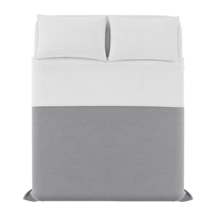 COMPLETO LETTO SATIN STRIPES RASO DI POLIESTERE MADE IN ITALY - MATRIMONIALE BIANCO