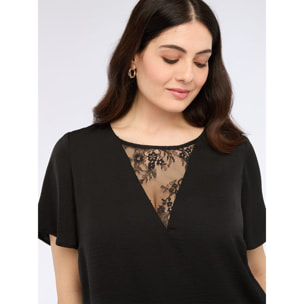 Fiorella Rubino - Blusa de satén con detalles de encaje - Negro