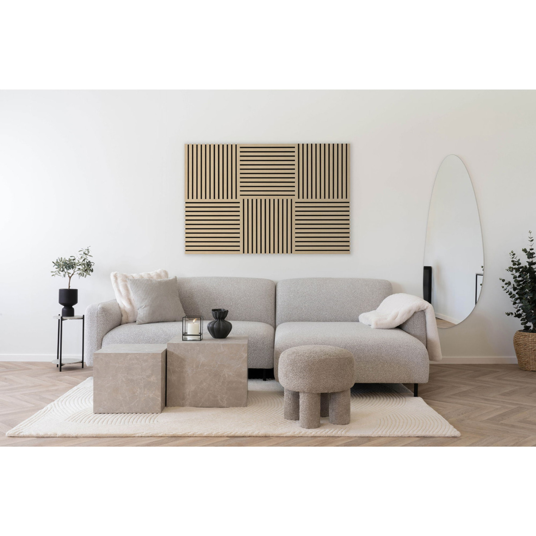 Set 2 pannelli acustici 52x52 cm effetto rovere naturale