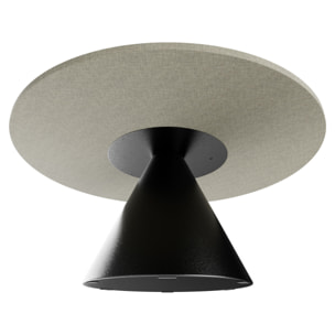 Artù Black - Tavolo da pranzo rotondo ⌀ 120 cm in legno laminato con base a cono in metallo Grigio Testurizzato